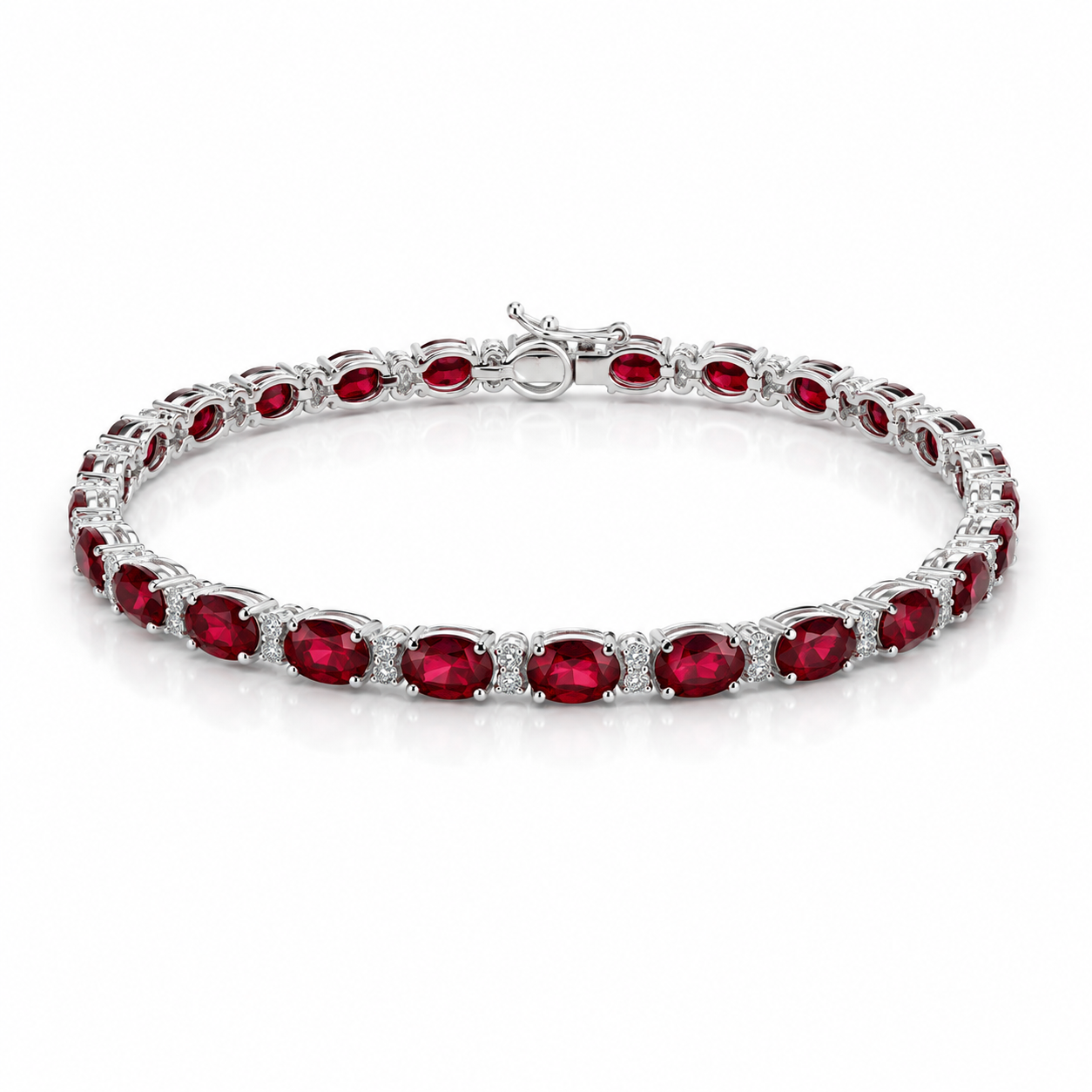 Brățară din aur alb de 18k cu diamante și rubine