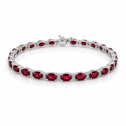 Brățară din aur alb de 18k cu diamante și rubine