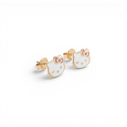 Cercei din aur galben de 14K - Hello Kitty
