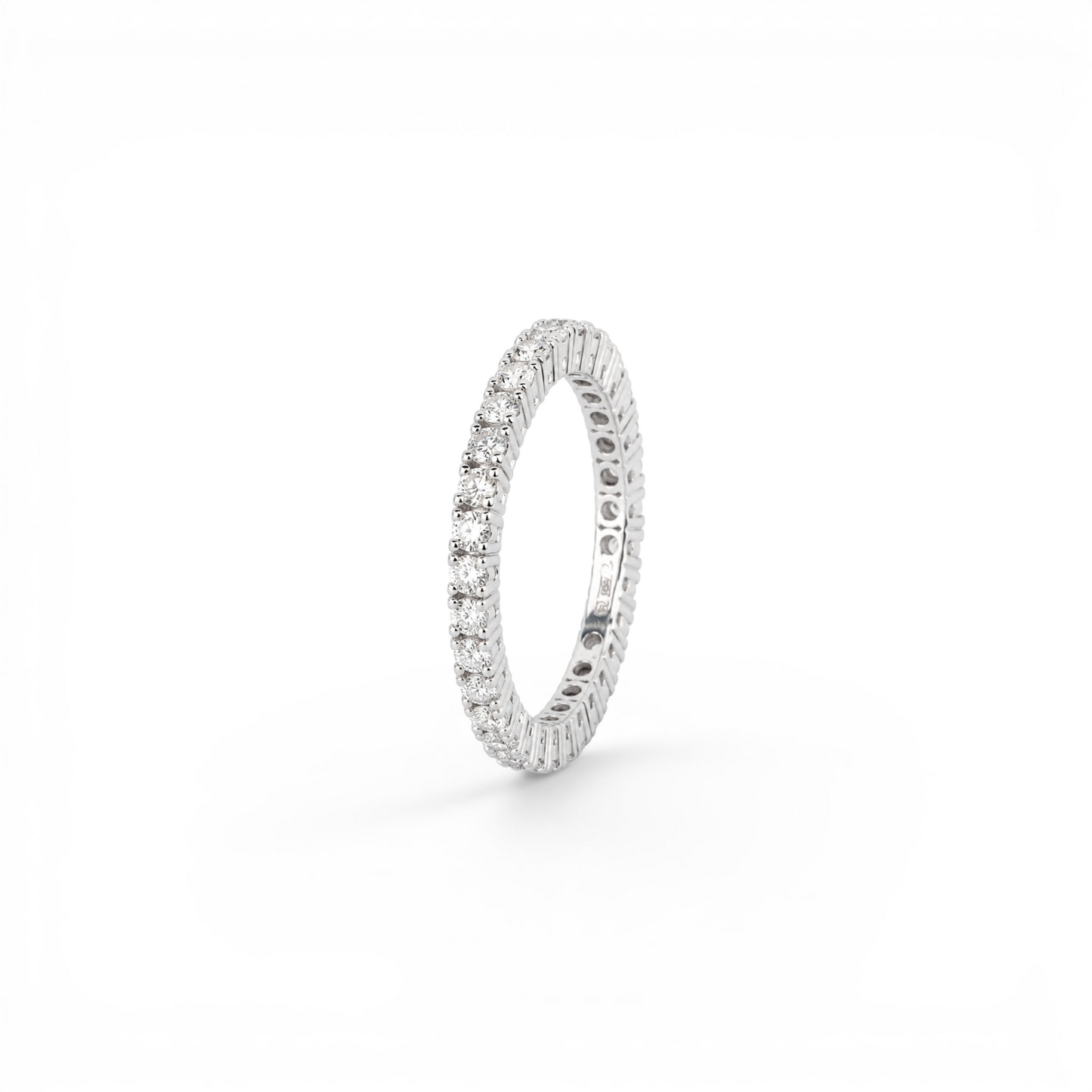 Inel tennis alb de 18K