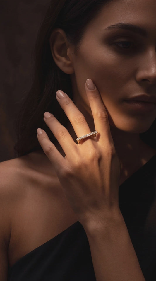 Inel din aur galben de 18K cu diamante