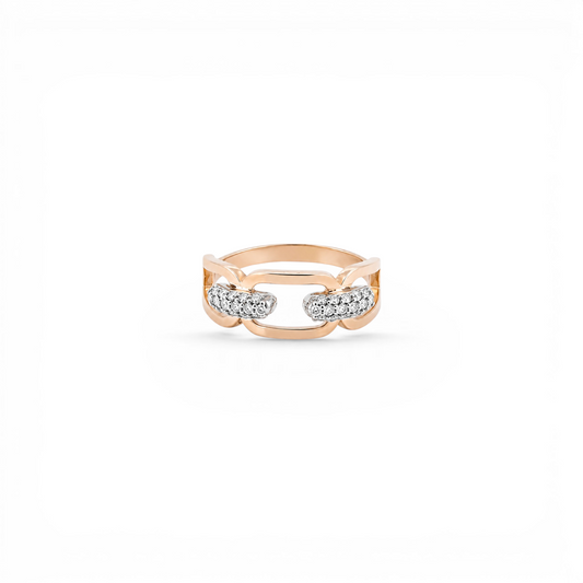 Inel din aur roz de 18K cu diamante